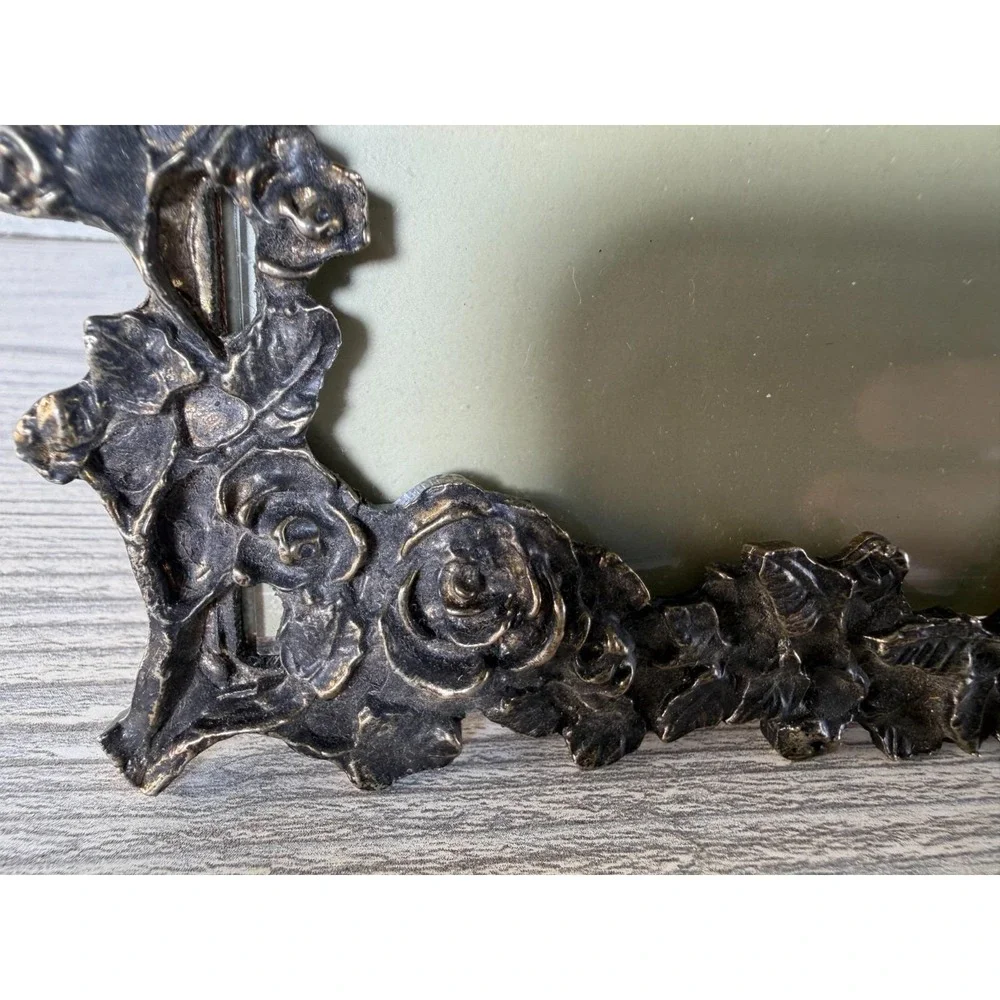 Metzke Vtg Photo Frame Antiqued Brass Finish Pewter 5